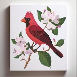 NIB CraftLab Paint by Numbers Kit Northern Cardinal & Dogwood Flowers DIY Canvas